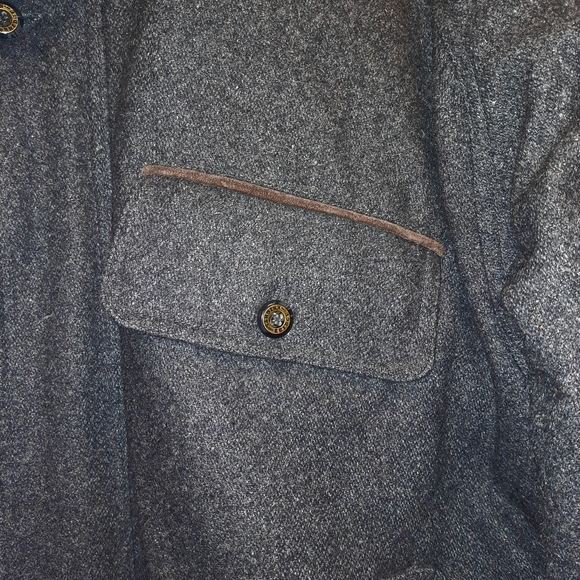 KNIGHTS BRIDGE Dark Grey Wool Full Zip Long Sleeve Coat Size Large - Picture 4 of 14